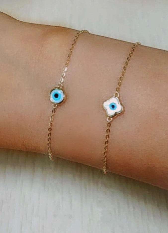 Solid Gold Evil Eye Talisman Bracelet