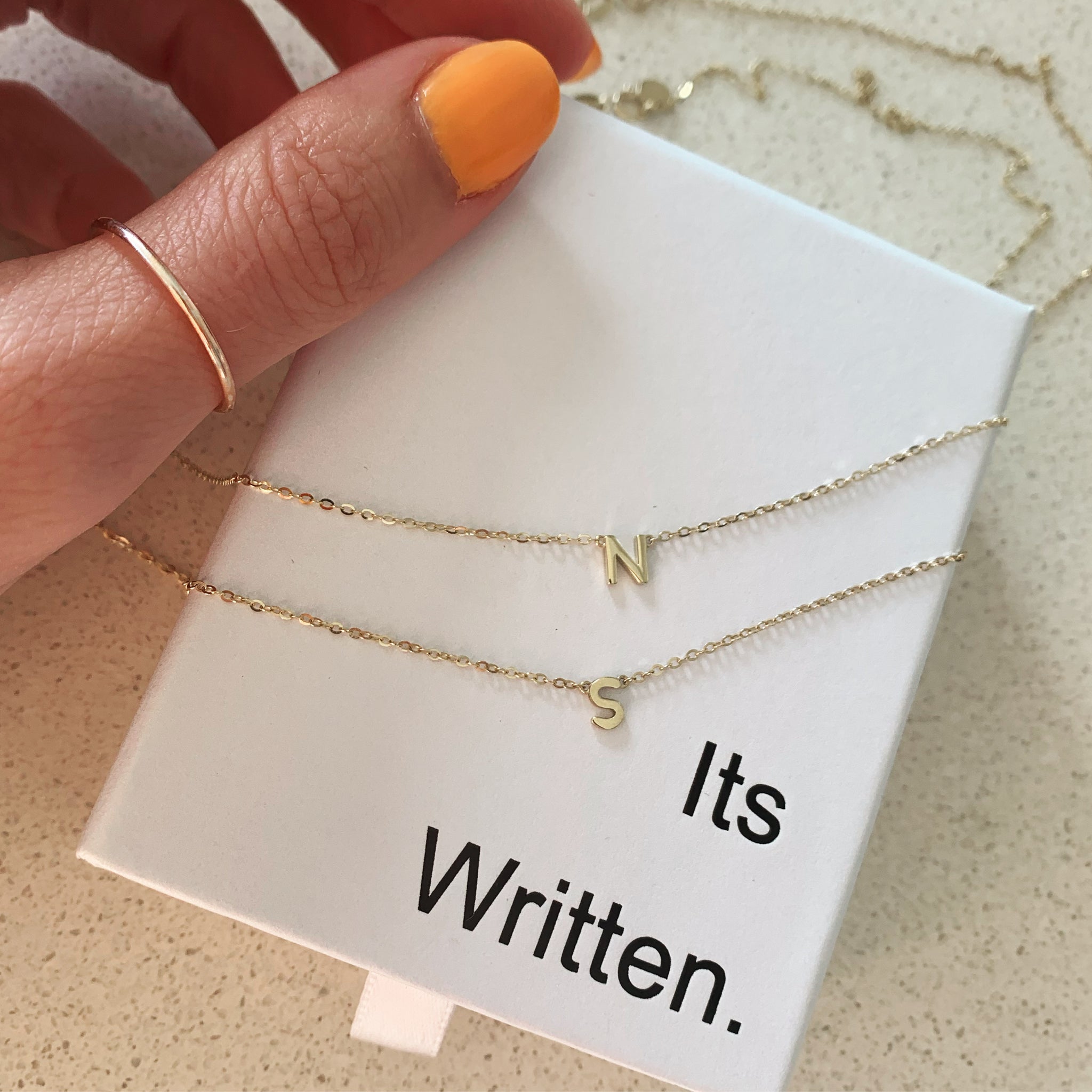 Mini Letter Necklace Solid Gold