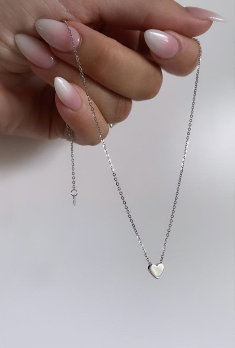 Love Story Necklace Solid White Gold